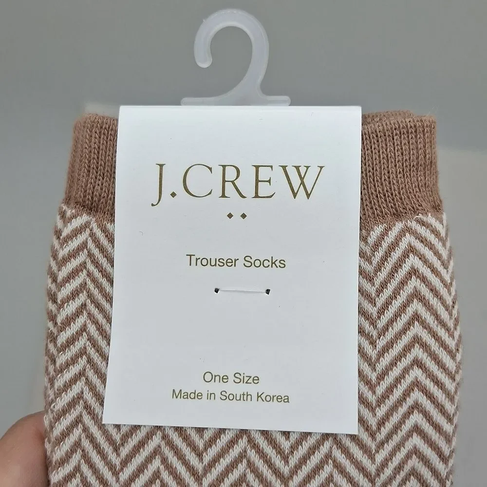 J.crew Herringbone trouser socks camel color cotton blend socks